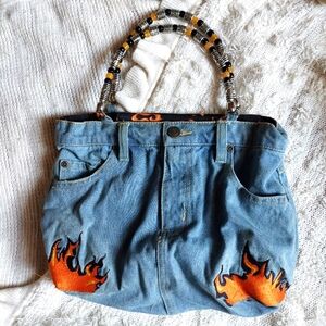 Rare Y2k Denim Flame Handbag